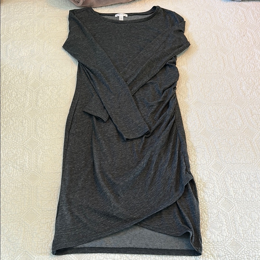Elegant Gray Long Sleeve Dress